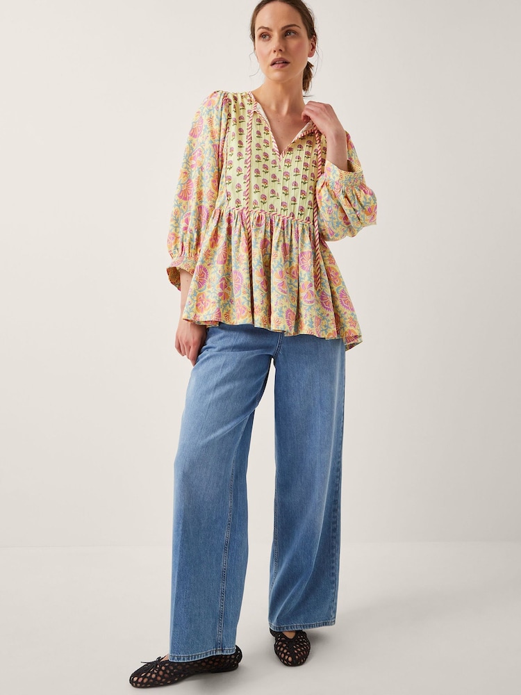 Monsoon Yellow Betty Mix Floral Print Top - Image 1 of 4
