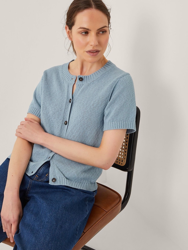 Monsoon Blue Celia Short Sleeve Cardigan - Image 1 of 5 Monsoon Blue Celia Short Sleeve Cardigan - Image 1 of 5