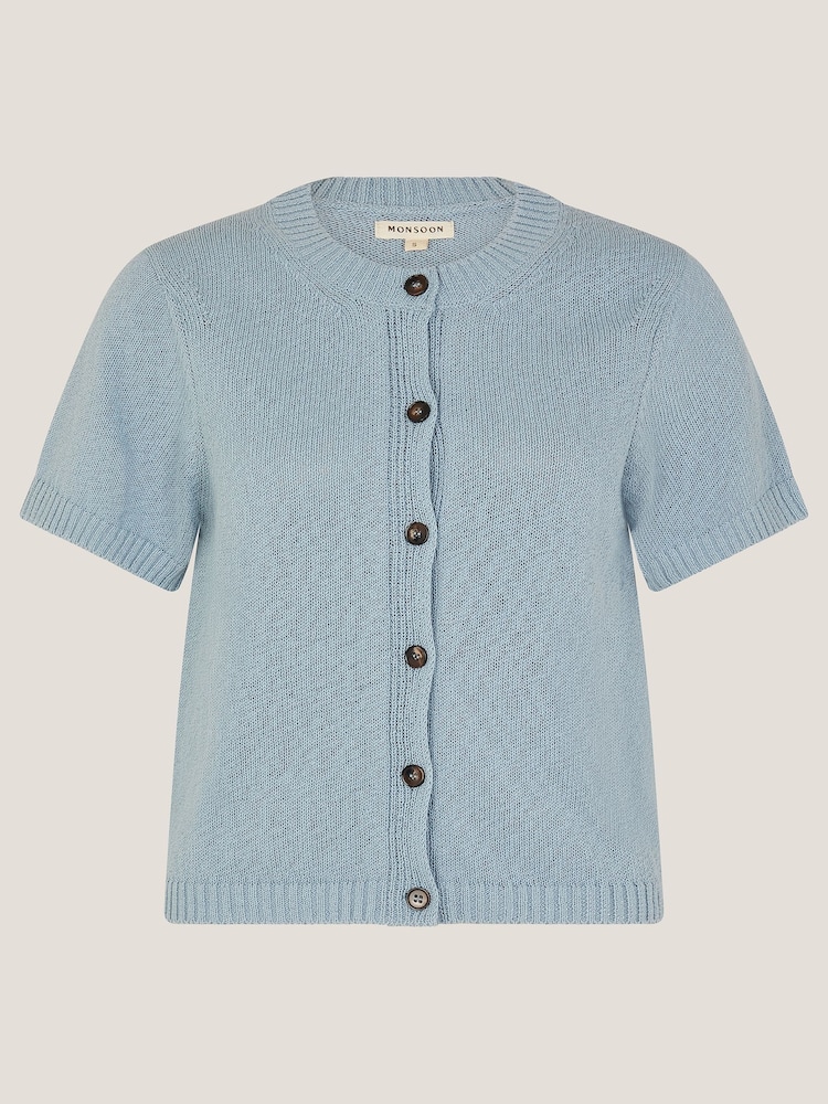 Monsoon Blue Celia Short Sleeve Cardigan - Image 5 of 5 Monsoon Blue Celia Short Sleeve Cardigan - Image 5 of 5