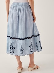Monsoon Blue Cara Embroidered Stripe Midi Skirt - Image 3 of 5