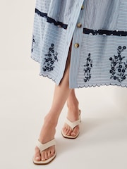 Monsoon Blue Cara Embroidered Stripe Midi Skirt - Image 4 of 5