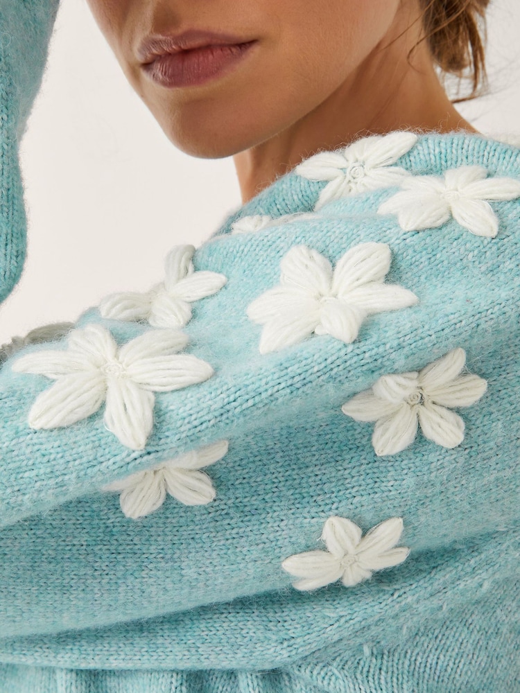 Monsoon Blue Eva Embroidered Sleeve Jumper - Image 5 of 5 Monsoon Blue Eva Embroidered Sleeve Jumper - Image 5 of 5