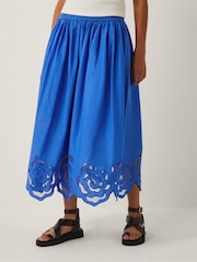 Monsoon Blue Grace Cutwork Midi Skirt - Image 2 of 4