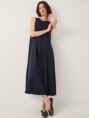 Monsoon Blue Tate Embroidered Trim Jersey Midi Dress - Image 1 of 4