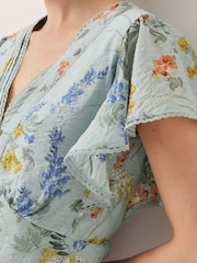 Monsoon Blue Jesse V-Neck Floral Print Midi Dress - Image 2 of 4