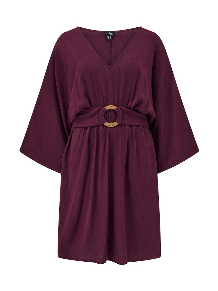 Pour Moi Red Crinkle O Ring Woven Beach Cover-Up - Image 1 of 4 Pour Moi Red Crinkle O Ring Woven Beach Cover-Up - Image 1 of 4