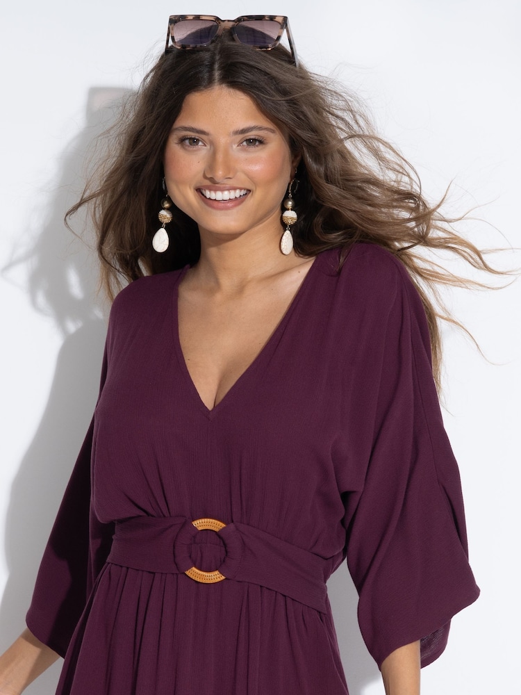 Pour Moi Red Crinkle O Ring Woven Beach Cover-Up - Image 2 of 4 Pour Moi Red Crinkle O Ring Woven Beach Cover-Up - Image 2 of 4
