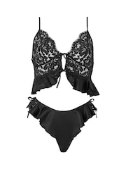 Ann Summers Black Intense Desire Satin Cami Set - Image 7 of 7
