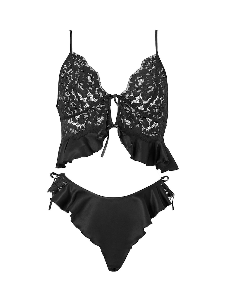 Ann Summers Black Intense Desire Satin Cami Set - Image 7 of 7