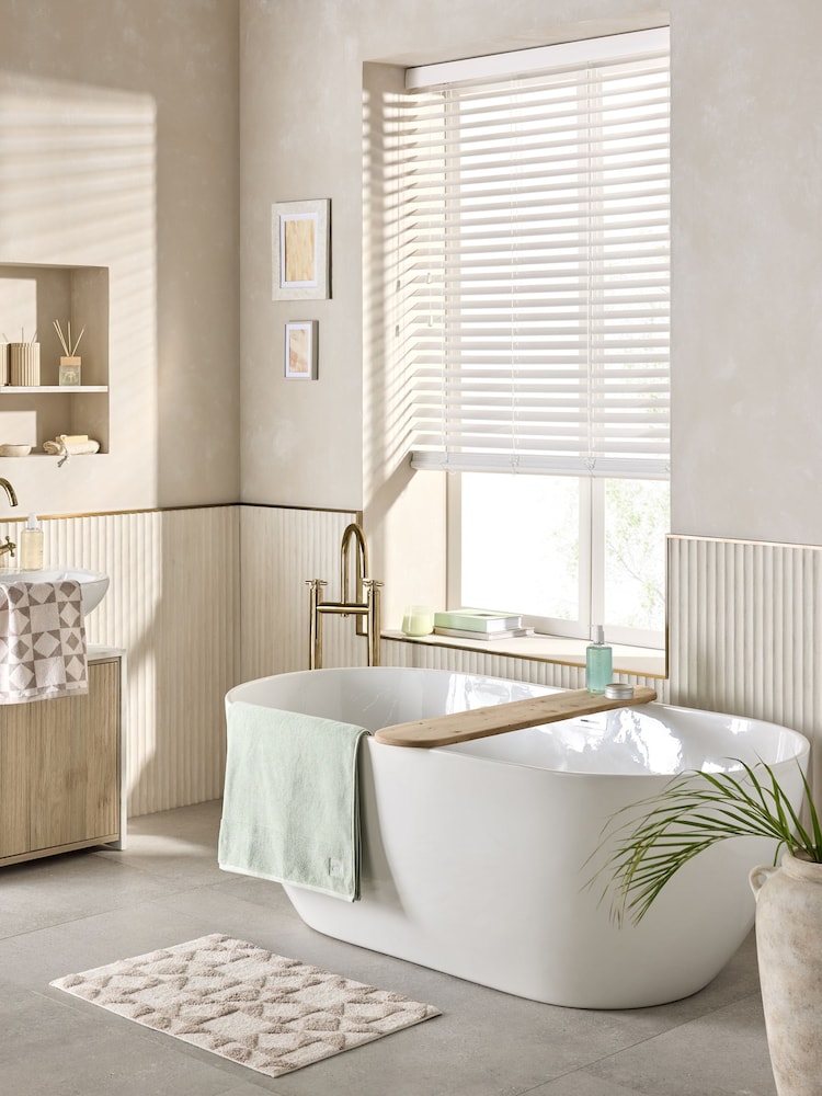 White Venetian Faux Wood Blind - Image 1 of 5