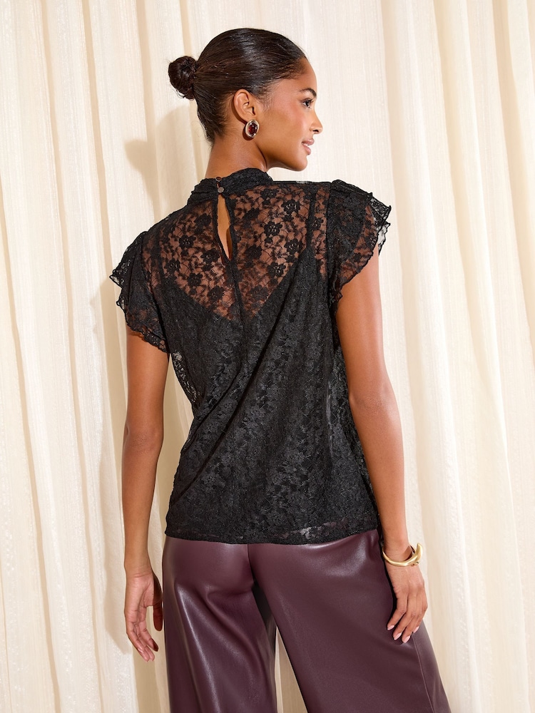 Friends Like These Black High Neck Lace Top - Image 4 of 4