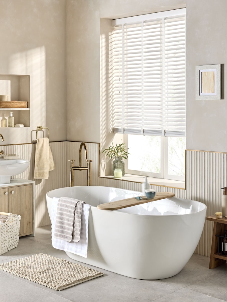 White Venetian Faux Wood Blind - Image 1 of 4