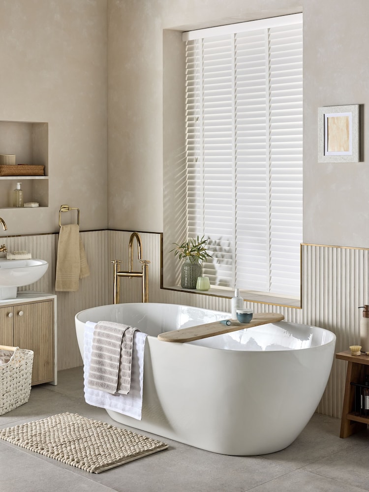 White Venetian Faux Wood Blind - Image 2 of 4