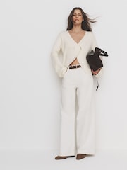 The Set 2 Pack Knitted Gold Button Ribbed Cardigan Navy/Cream - Image 4 of 6