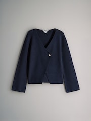 The Set 2 Pack Knitted Gold Button Ribbed Cardigan Navy/Cream - Image 5 of 6