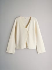 The Set 2 Pack Knitted Gold Button Ribbed Cardigan Navy/Cream - Image 6 of 6