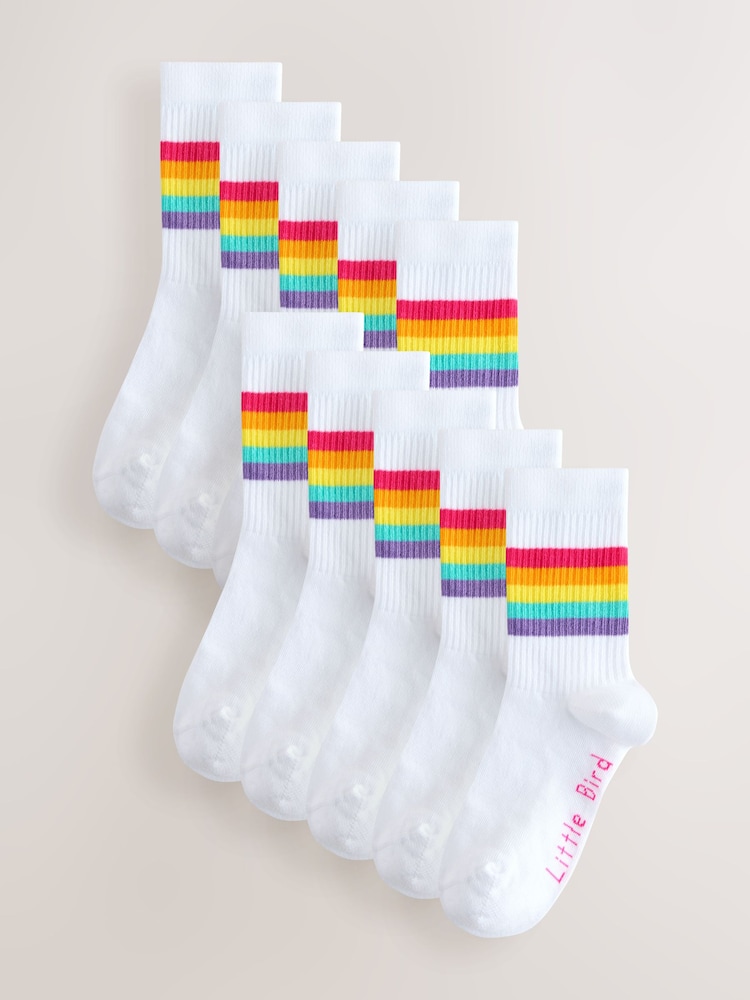 Little Bird by Jools Oliver White Pastel Rainbow Stripe Tube Socks 10 Pack - Image 1 of 4 Little Bird by Jools Oliver White Pastel Rainbow Stripe Tube Socks 10 Pack - Image 1 of 4