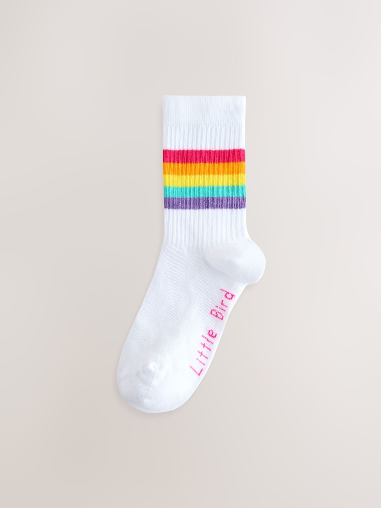 Little Bird by Jools Oliver White Pastel Rainbow Stripe Tube Socks 10 Pack - Image 2 of 4