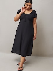 Live Unlimited Black Keyhole Scallop Neck Dress - Image 2 of 4