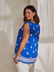 Live Unlimited Blue Placement Print Drawstring Top - Image 5 of 5