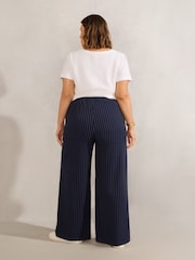 Live Unlimited Blue Petite Curve Pinstripe Drawstring Trousers - Image 2 of 4