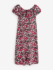 Live Unlimited Red Floral Print Gathered Neck Midi Dress - Image 1 of 1