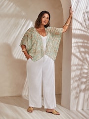 Live Unlimited Green Curve Multi Paisley Print Kimono - Image 1 of 4