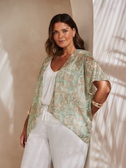 Live Unlimited Green Curve Multi Paisley Print Kimono - Image 3 of 4