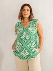 Live Unlimited Green Bandana Print Drawstring Top - Image 1 of 1