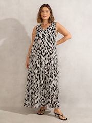 Live Unlimited Black Mono Print V-Neck Maxi Dress - Image 1 of 5