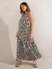 Live Unlimited Black Mono Print V-Neck Maxi Dress - Image 2 of 5