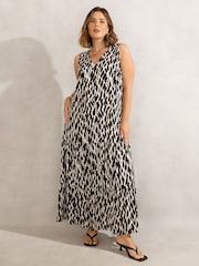 Live Unlimited Black Mono Print V-Neck Maxi Dress - Image 3 of 5