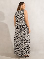 Live Unlimited Black Mono Print V-Neck Maxi Dress - Image 5 of 5