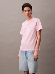 Calvin Klein Pink Monogram Logo T-Shirt - Image 3 of 6