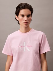 Calvin Klein Pink Monogram Logo T-Shirt - Image 4 of 6