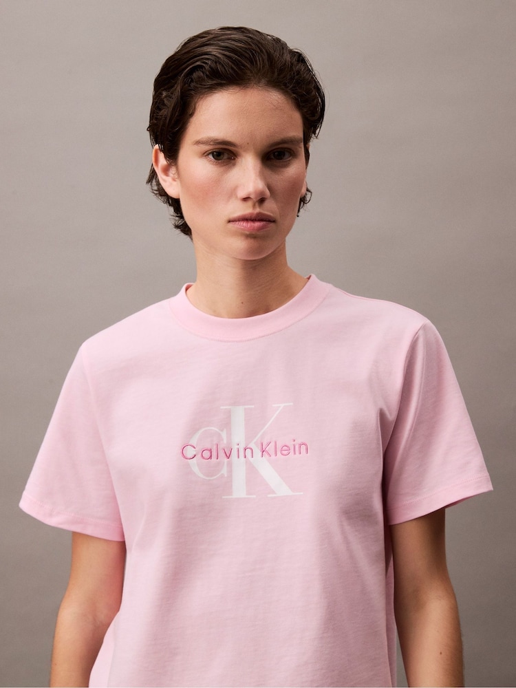 Buy Calvin Klein Pink Monogram Logo T-Shirt from Next USA