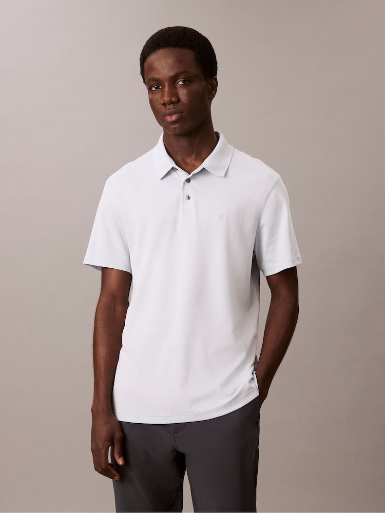 Calvin Klein Blue Pima Cotton Polo Shirt - Image 1 of 5