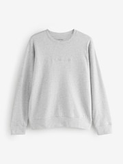 Calvin Klein Grey Icon Cotton Terry Lounge Sweatshirt - Image 1 of 1