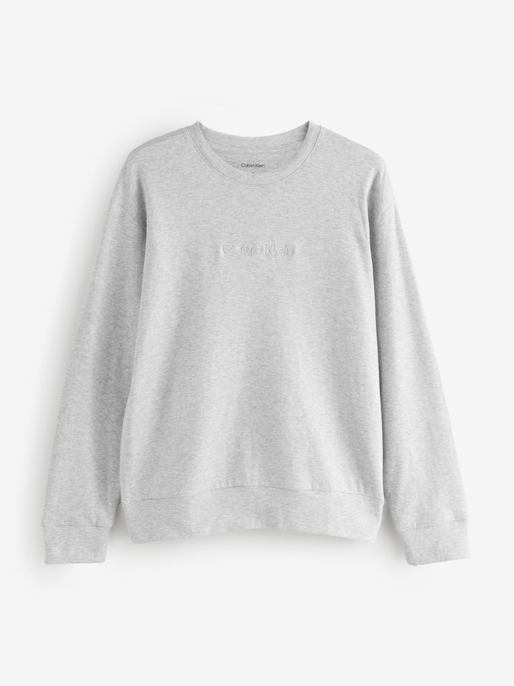 Calvin Klein Grey Icon Cotton Terry Lounge Sweatshirt - Image 1 of 1
