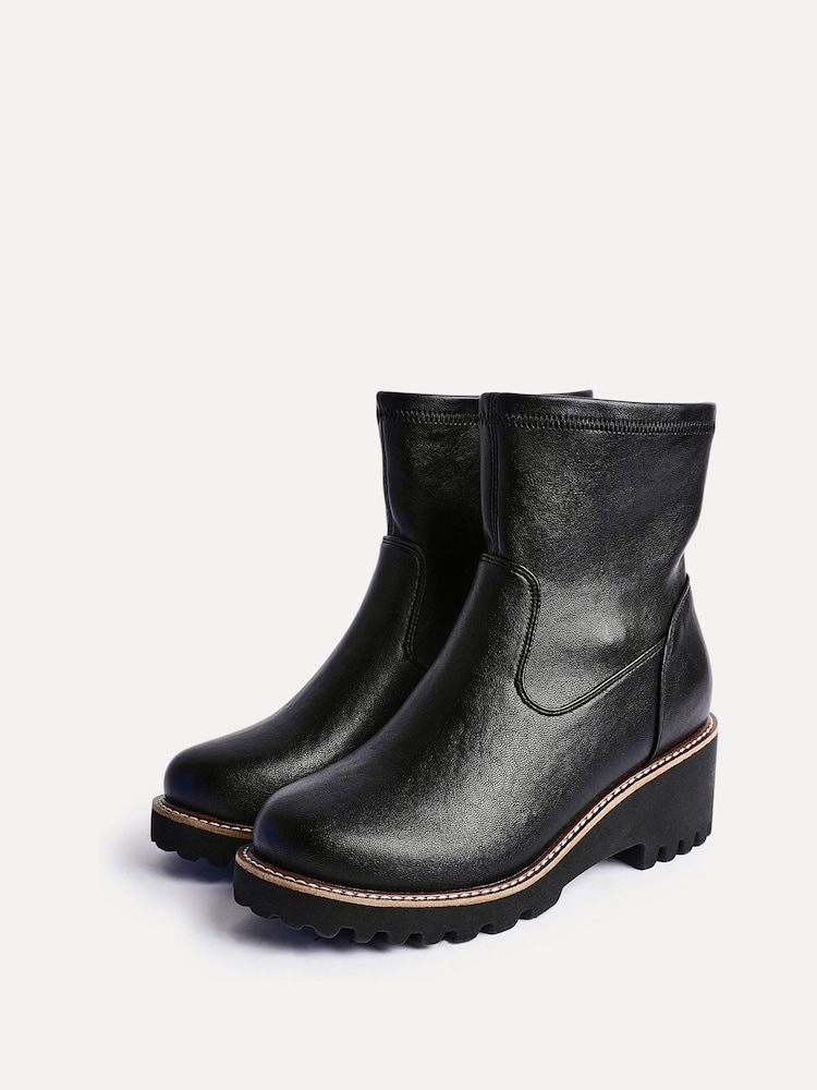 Linzi Black Wide Fit Pulse Stretch Wedged Heel Ankle Boots - Image 5 of 5