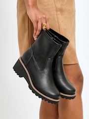 Linzi Black Wide Fit Pulse Wedged Heel Ankle Boots - Image 6 of 6