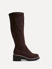 Linzi Brown Wide Fit Maintain Stretch High Leg Wedge Boots - Image 3 of 6
