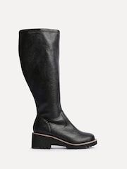 Linzi Black Wide Fit Maintain Stretch High Leg Wedge Boots - Image 2 of 5