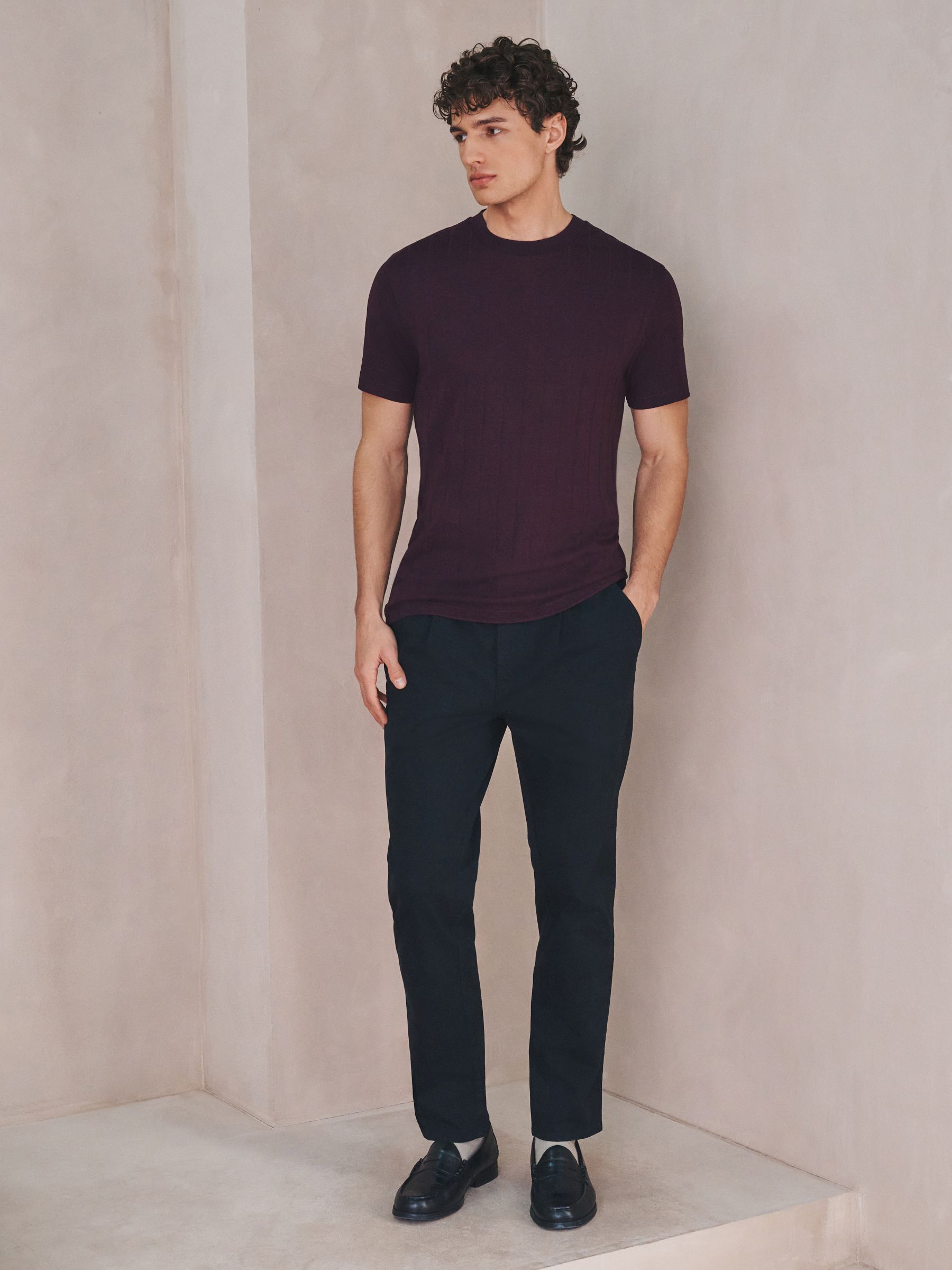 Buy Бордово-червоний - N. Premium Modal Cotton Ribbed Textured