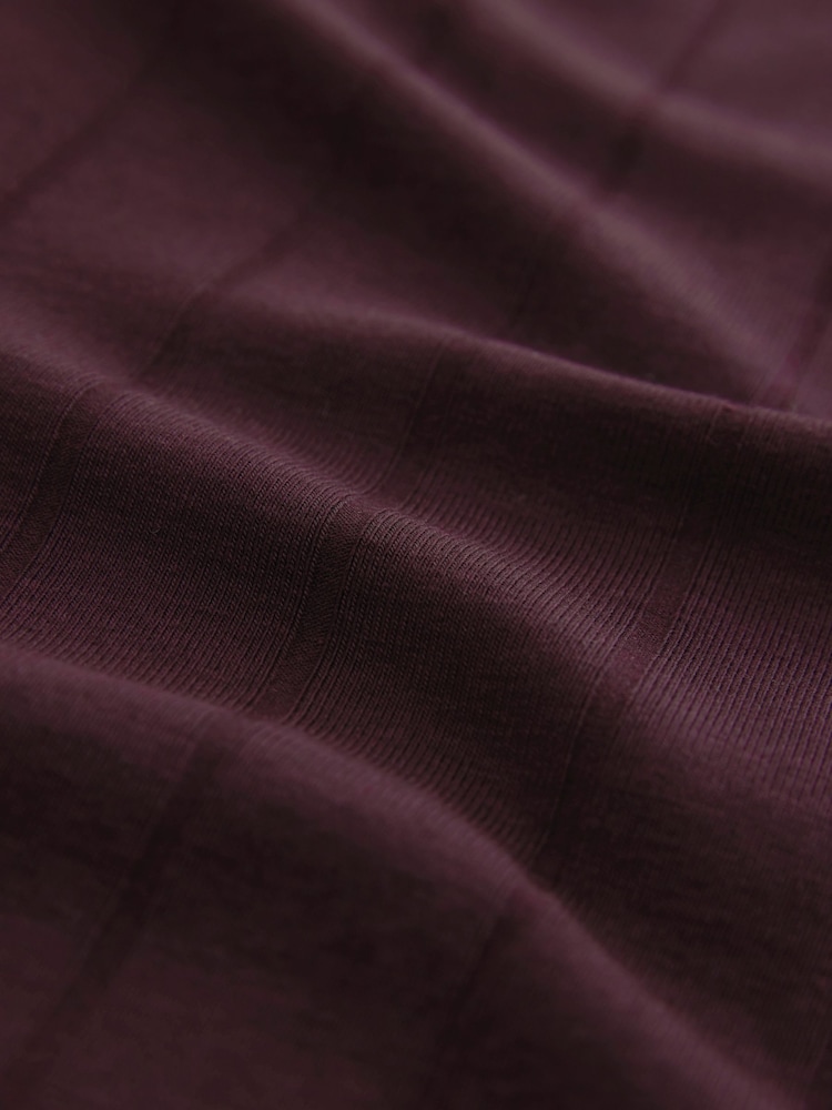 Burgundy Red Modal Cotton Ribbed Textured Smart T-Shirt - Image 2 of 3 Burgundy Red Modal Cotton Ribbed Textured Smart T-Shirt - Image 2 of 3