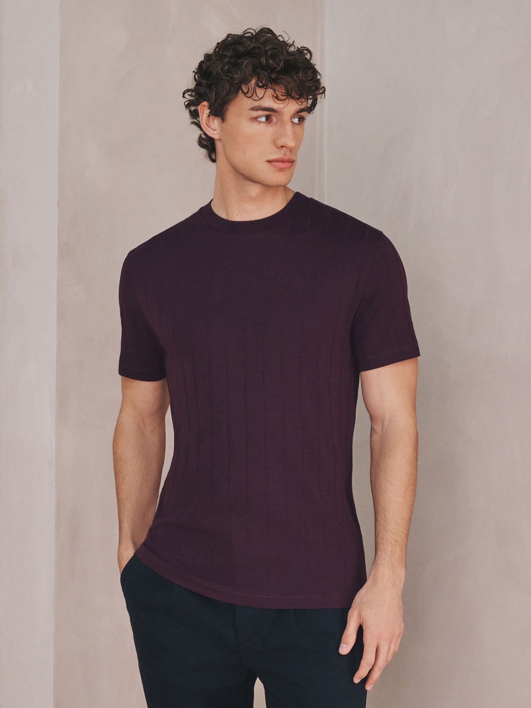 Buy Бордово-червоний - N. Premium Modal Cotton Ribbed Textured