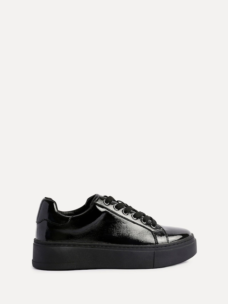 Linzi Black Reset Lace-Up Flatform Trainers - Image 2 of 5 Linzi Black Reset Lace-Up Flatform Trainers - Image 2 of 5