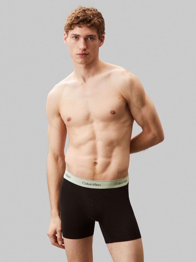 Calvin Klein Blue Icon Cotton Stretch Boxers Briefs 3 Pack - Image 1 of 5