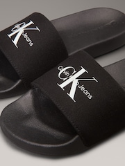 Calvin Klein Black Canvas Logo Sliders - Image 7 of 7