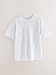 White Ecru Short Sleeve Textured T-Shirt - Image 5 of 7